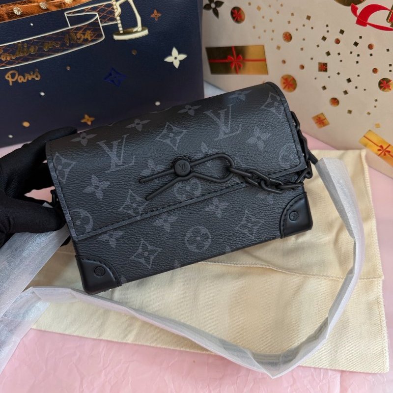 全新品 路易威登/Louis Vuitton 黑花Steamer盒子包黑色鏈條 芯片款-5