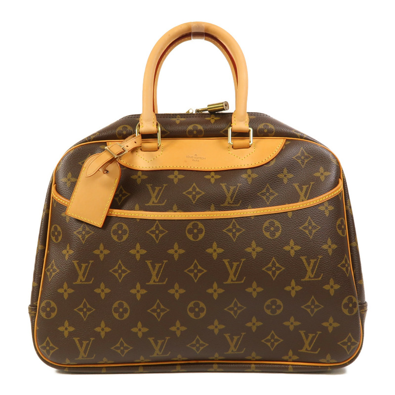 LOUIS VUITTON Monogram Deauville金扣手挽袋棕色-0
