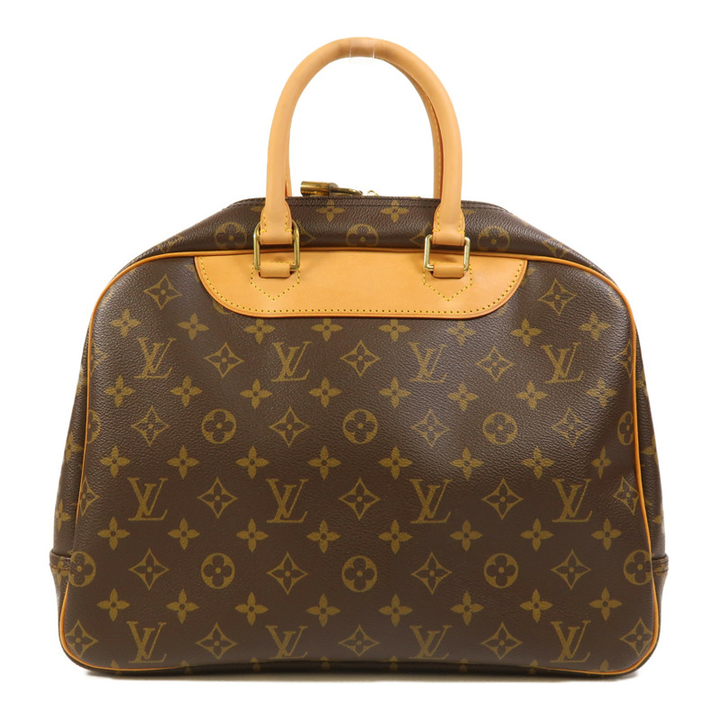 LOUIS VUITTON Monogram Deauville金扣手挽袋棕色-1