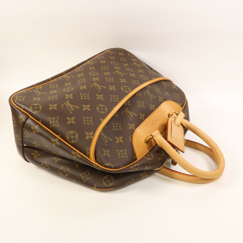 LOUIS VUITTON Monogram Deauville金扣手挽袋棕色-7