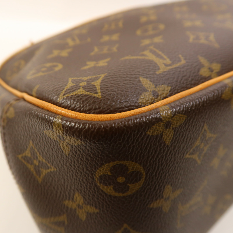 LOUIS VUITTON Monogram Deauville金扣手挽袋棕色-10