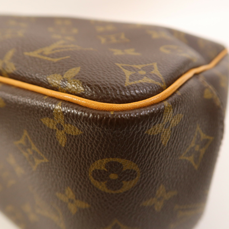 LOUIS VUITTON Monogram Deauville金扣手挽袋棕色-11