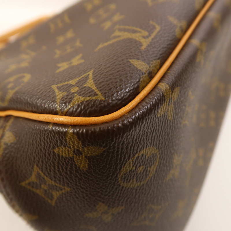 LOUIS VUITTON Monogram Deauville金扣手挽袋棕色-12