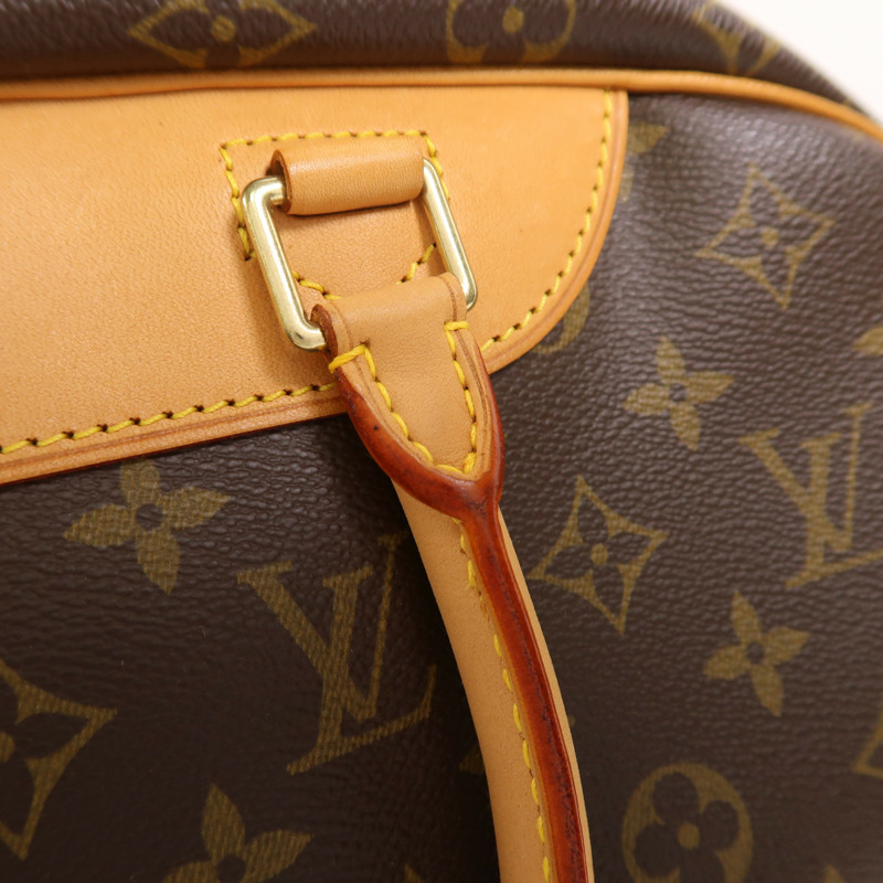 LOUIS VUITTON Monogram Deauville金扣手挽袋棕色-14