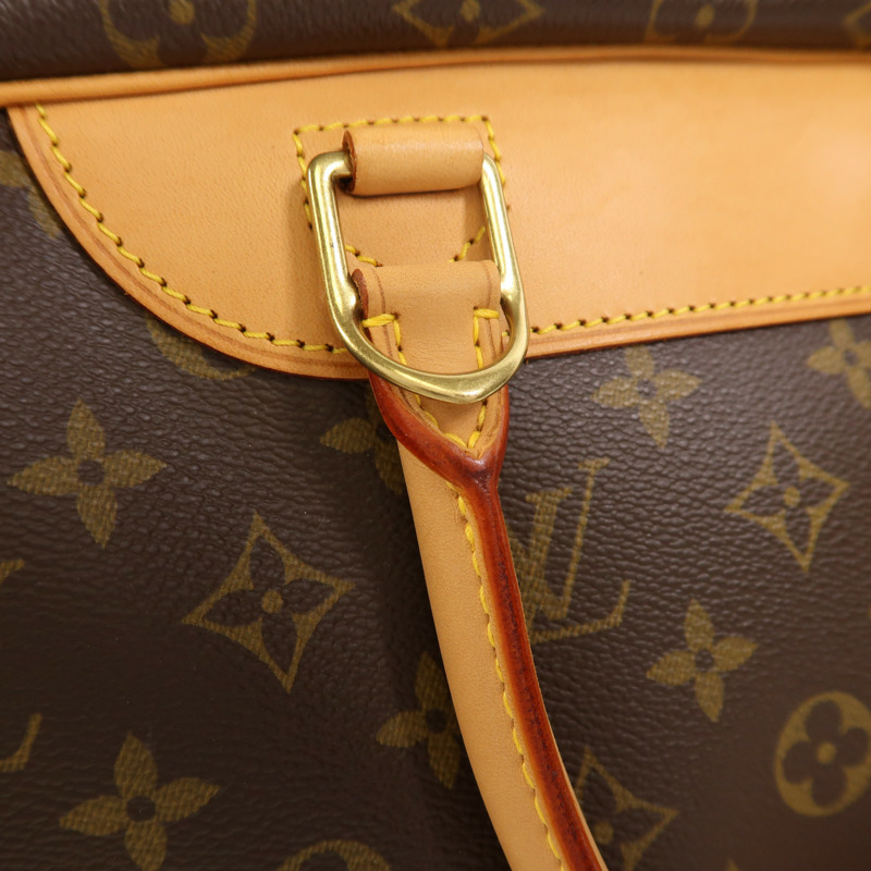 LOUIS VUITTON Monogram Deauville金扣手挽袋棕色-15