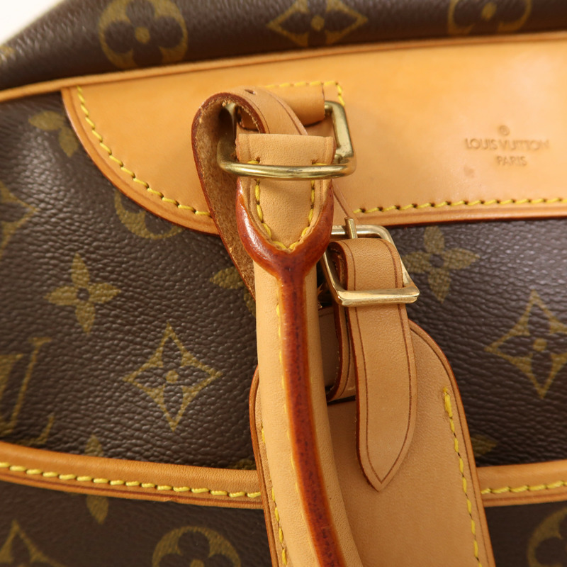 LOUIS VUITTON Monogram Deauville金扣手挽袋棕色-17