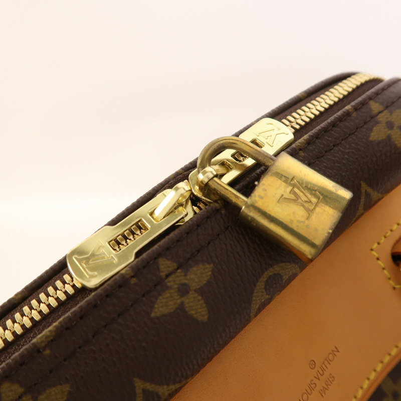 LOUIS VUITTON Monogram Deauville金扣手挽袋棕色-18