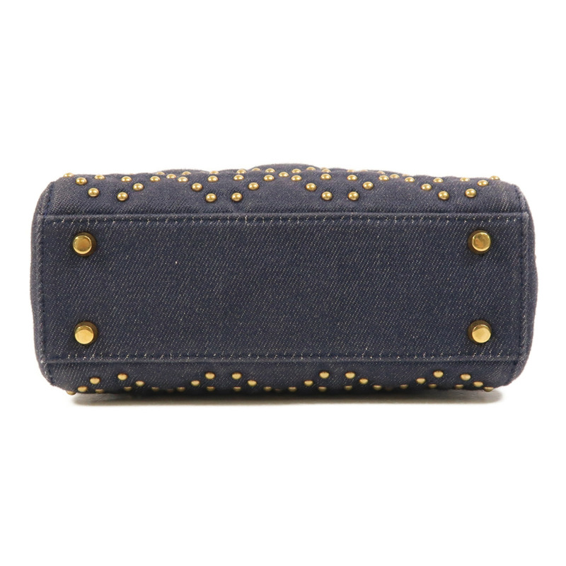 Dior 牛仔布Mini Lady Dior金扣手挽肩背兩用袋-3