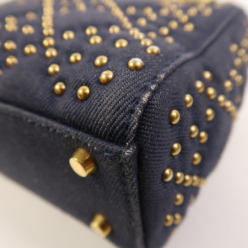 Dior 牛仔布Mini Lady Dior金扣手挽肩背兩用袋-11