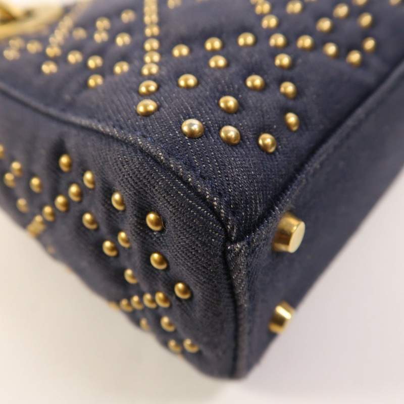 Dior 牛仔布Mini Lady Dior金扣手挽肩背兩用袋-12