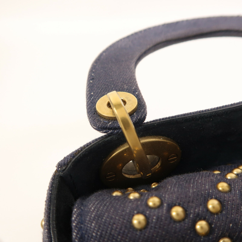Dior 牛仔布Mini Lady Dior金扣手挽肩背兩用袋-13