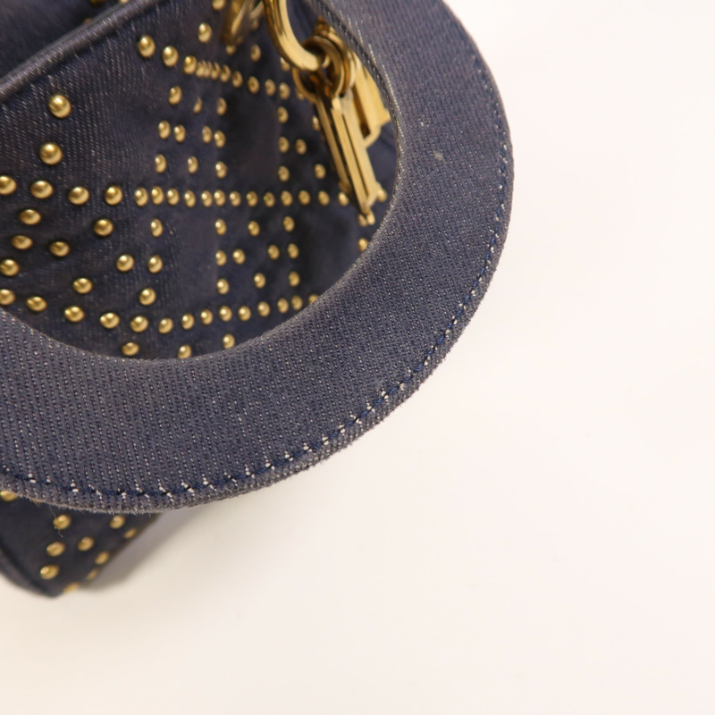 Dior 牛仔布Mini Lady Dior金扣手挽肩背兩用袋-14