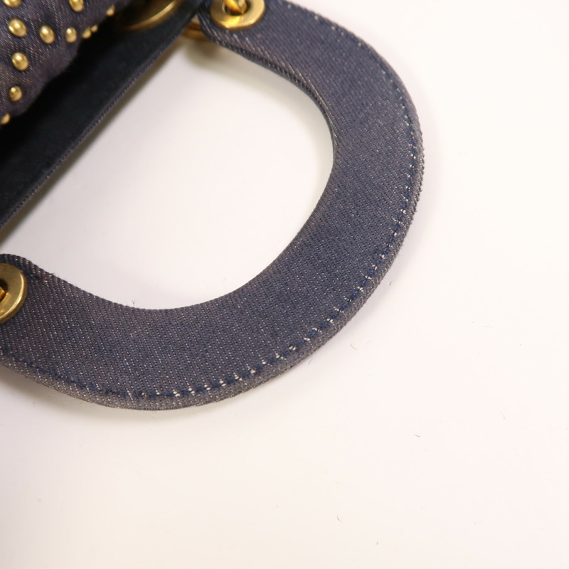 Dior 牛仔布Mini Lady Dior金扣手挽肩背兩用袋-15