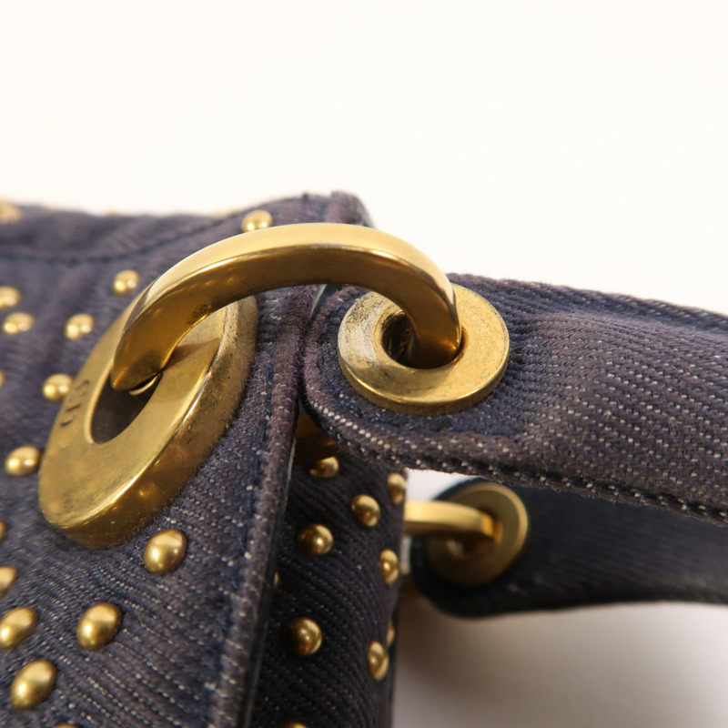 Dior 牛仔布Mini Lady Dior金扣手挽肩背兩用袋-16