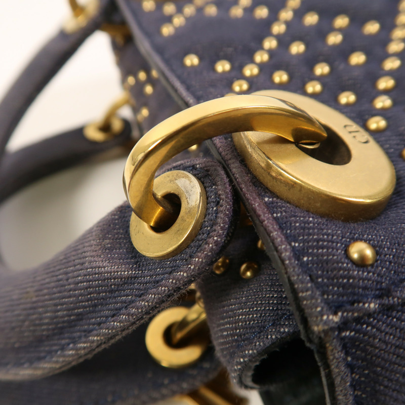 Dior 牛仔布Mini Lady Dior金扣手挽肩背兩用袋-17