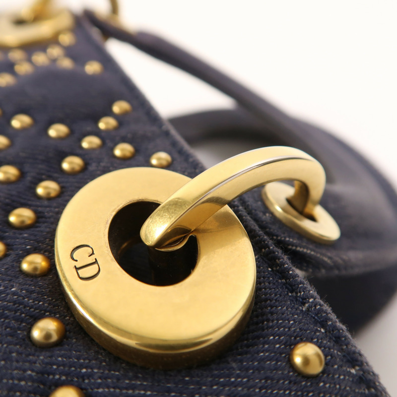 Dior 牛仔布Mini Lady Dior金扣手挽肩背兩用袋-18