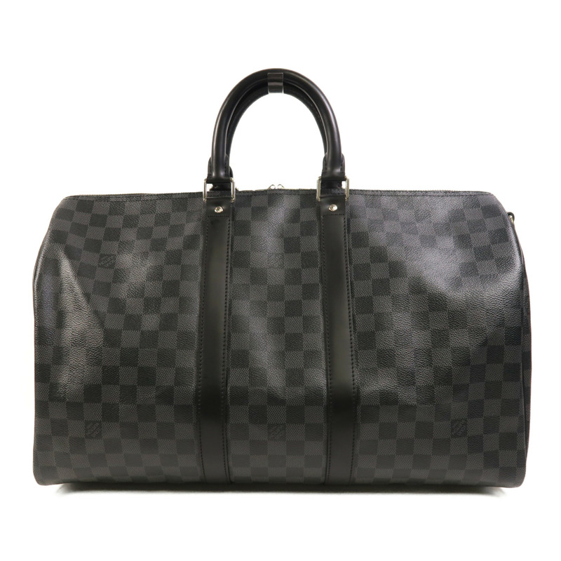 LOUIS VUITTON Damier Graphite Keepall Bandouliere 45銀扣手挽肩背兩用袋-1