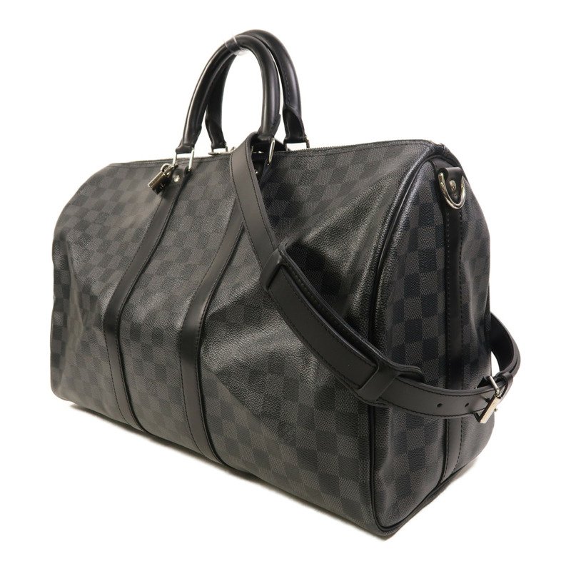 LOUIS VUITTON Damier Graphite Keepall Bandouliere 45銀扣手挽肩背兩用袋-2