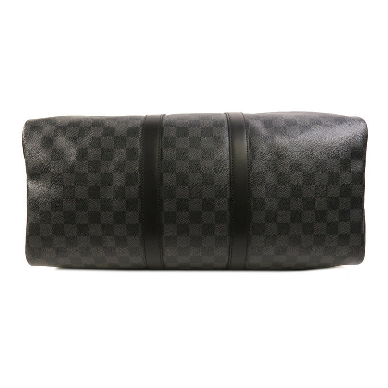 LOUIS VUITTON Damier Graphite Keepall Bandouliere 45銀扣手挽肩背兩用袋-3