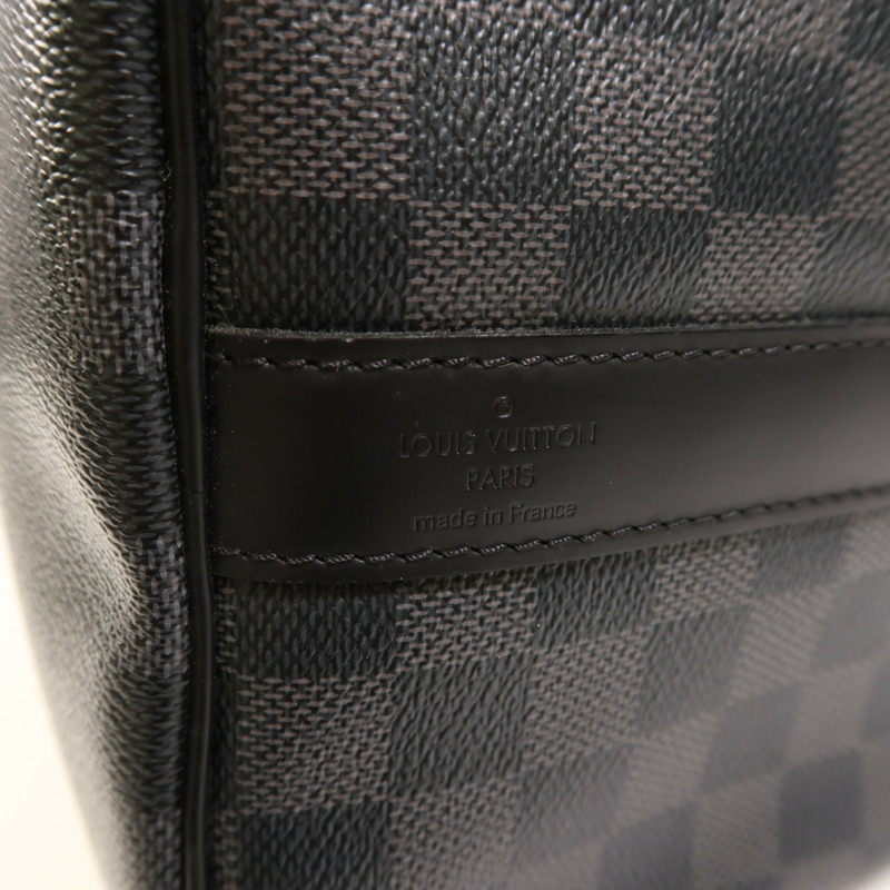 LOUIS VUITTON Damier Graphite Keepall Bandouliere 45銀扣手挽肩背兩用袋-5