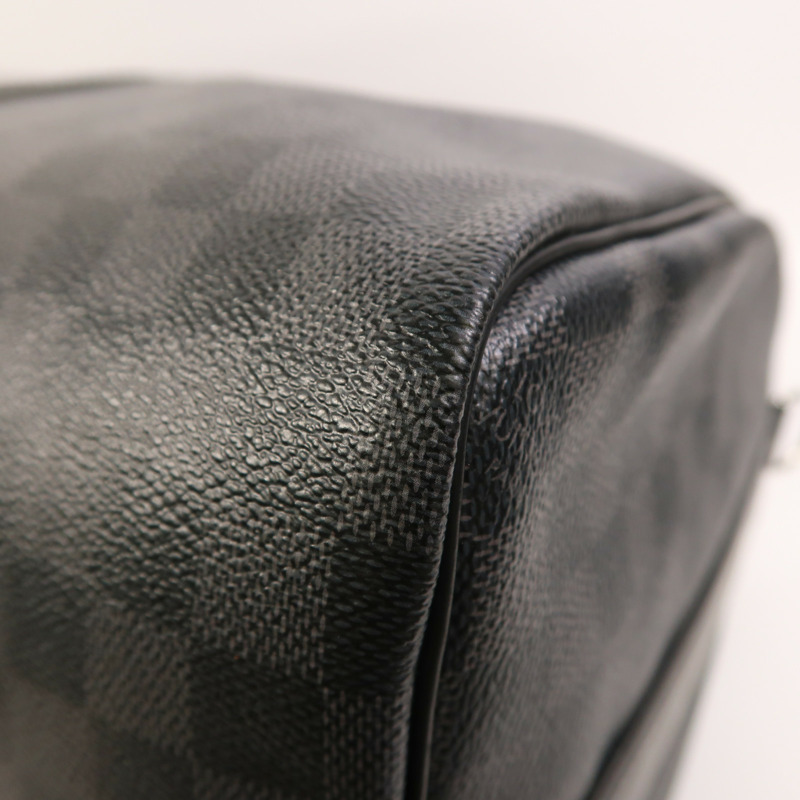 LOUIS VUITTON Damier Graphite Keepall Bandouliere 45銀扣手挽肩背兩用袋-9