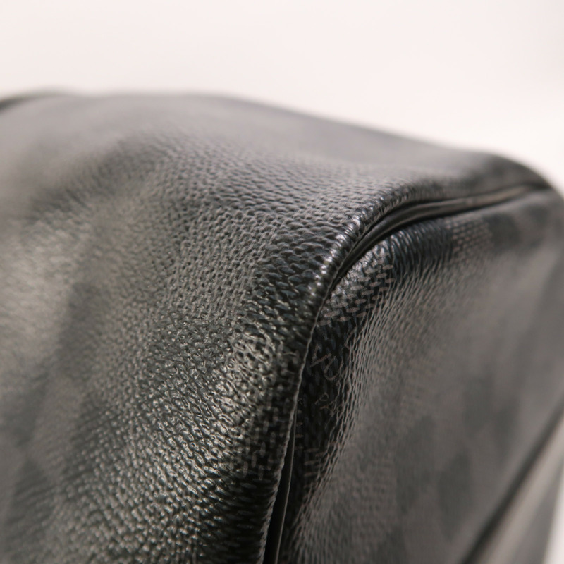 LOUIS VUITTON Damier Graphite Keepall Bandouliere 45銀扣手挽肩背兩用袋-11
