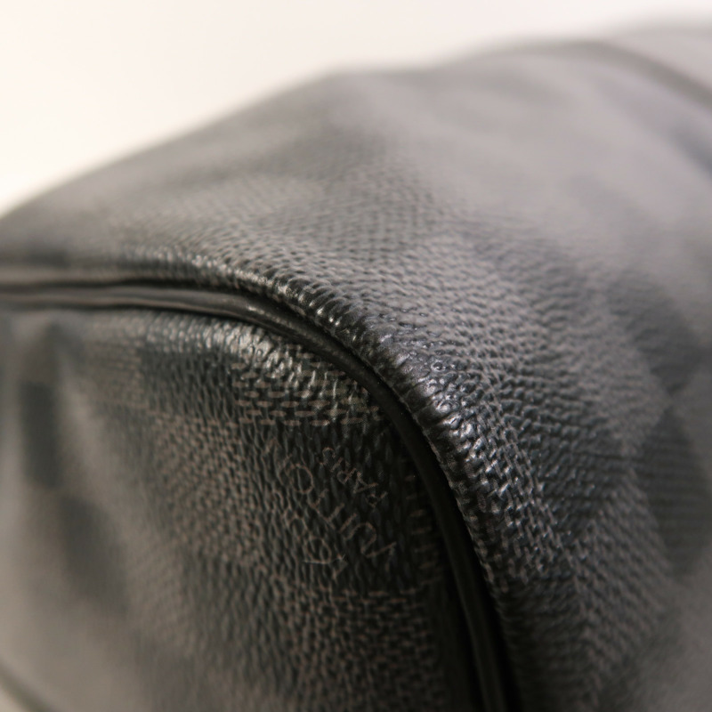 LOUIS VUITTON Damier Graphite Keepall Bandouliere 45銀扣手挽肩背兩用袋-12