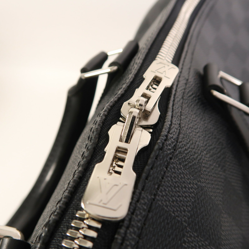LOUIS VUITTON Damier Graphite Keepall Bandouliere 45銀扣手挽肩背兩用袋-17