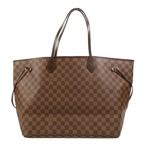 LOUIS VUITTON Damier Neverfull GM金扣肩背袋棕色
