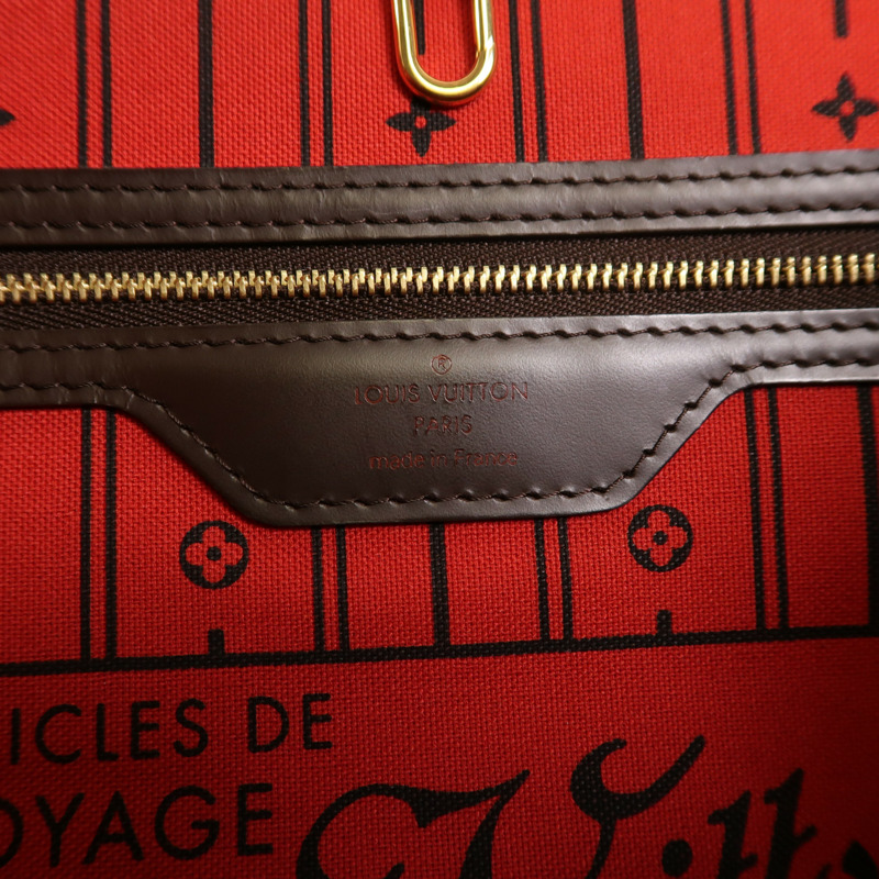 LOUIS VUITTON Damier Neverfull GM金扣肩背袋棕色-5