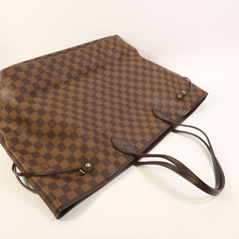LOUIS VUITTON Damier Neverfull GM金扣肩背袋棕色-7