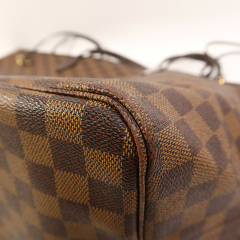 LOUIS VUITTON Damier Neverfull GM金扣肩背袋棕色-9