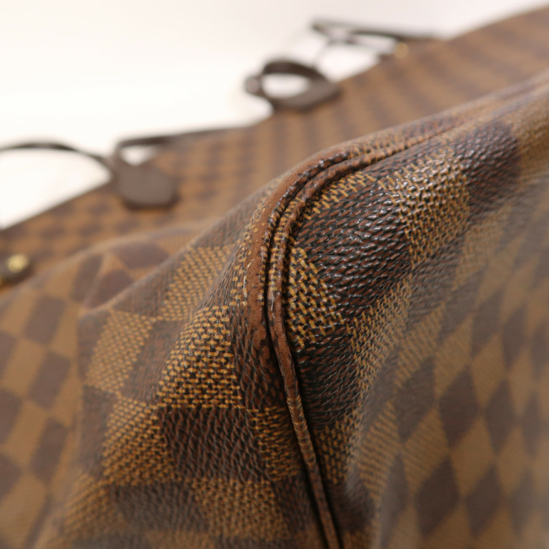 LOUIS VUITTON Damier Neverfull GM金扣肩背袋棕色-10