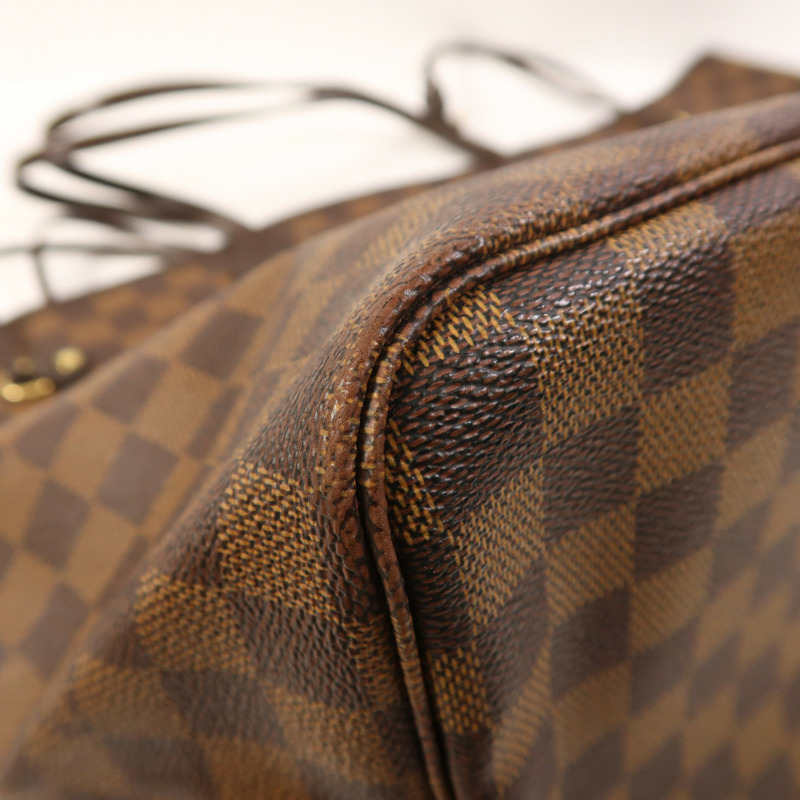 LOUIS VUITTON Damier Neverfull GM金扣肩背袋棕色-12