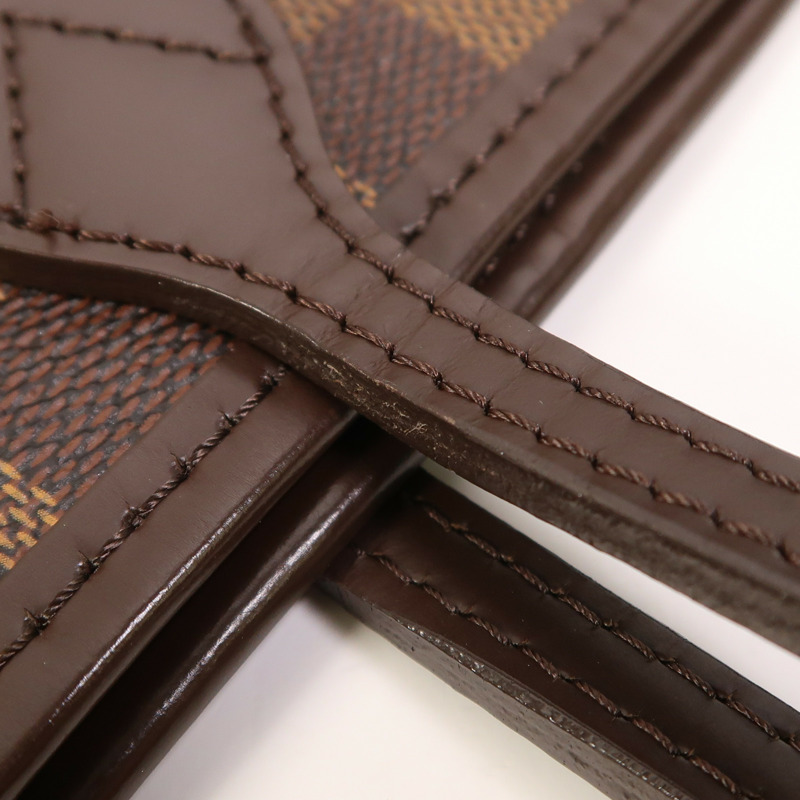 LOUIS VUITTON Damier Neverfull GM金扣肩背袋棕色-14