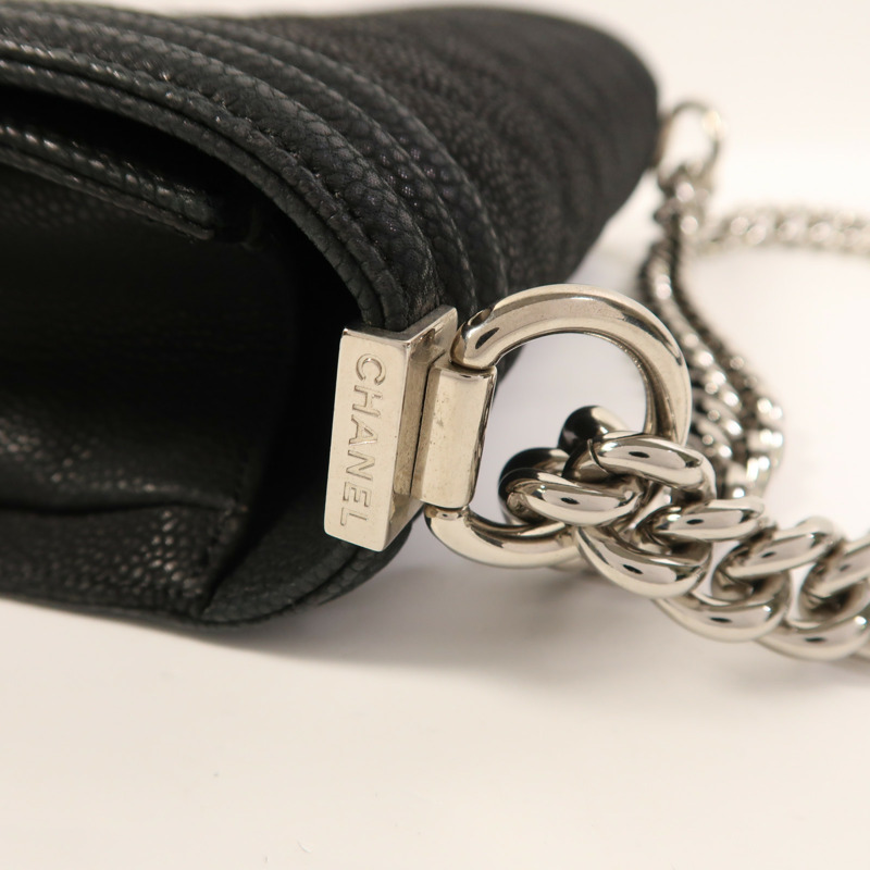 CHANEL 牛皮皮革Boy 25銀扣鏈帶肩背袋-16