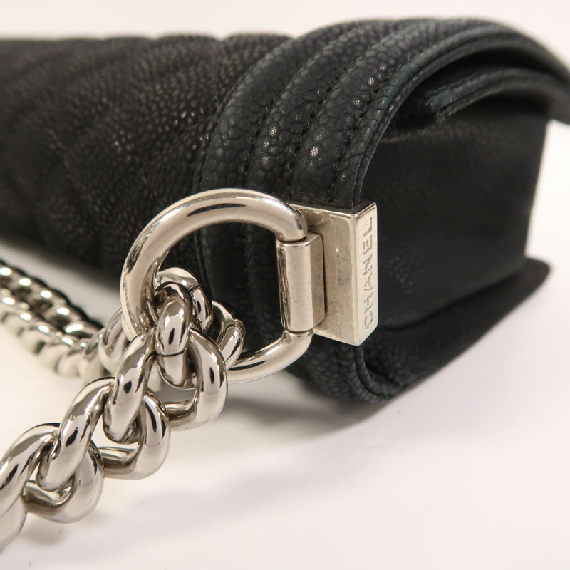 CHANEL 牛皮皮革Boy 25銀扣鏈帶肩背袋-17