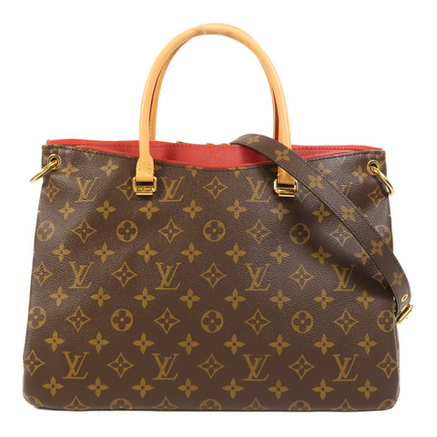 LOUIS VUITTON Monogram Pallas金扣手挽肩背兩用袋棕色/紅色