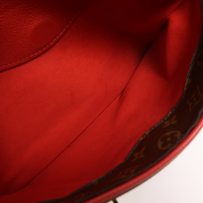 LOUIS VUITTON Monogram Pallas金扣手挽肩背兩用袋棕色/紅色-5