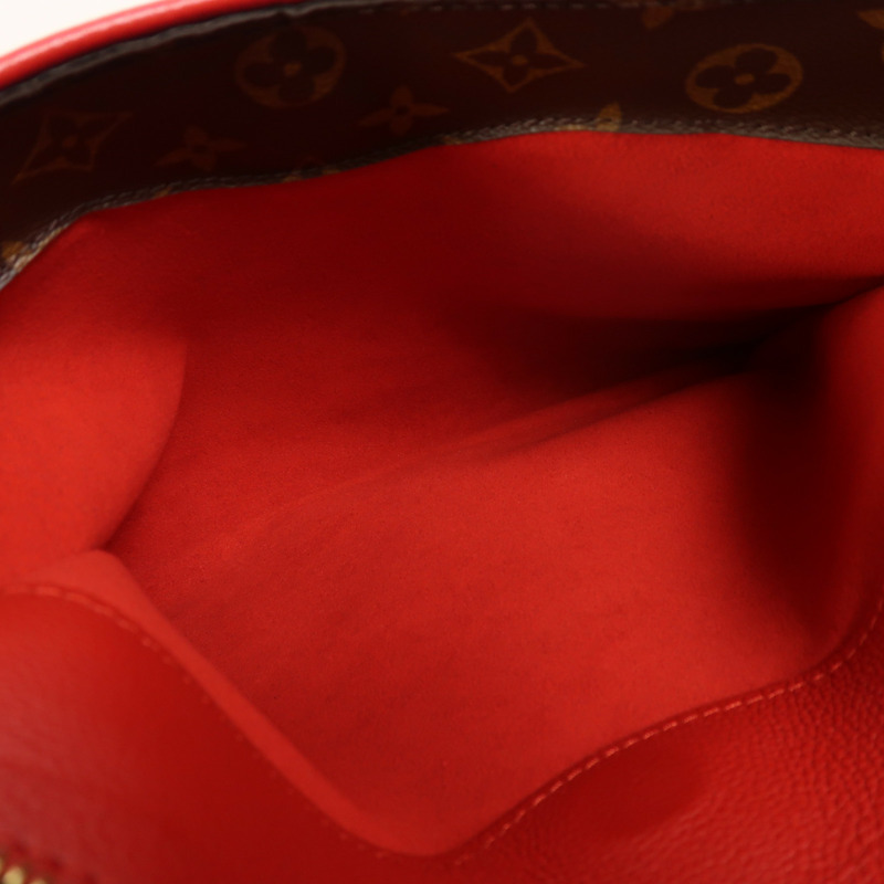 LOUIS VUITTON Monogram Pallas金扣手挽肩背兩用袋棕色/紅色-6