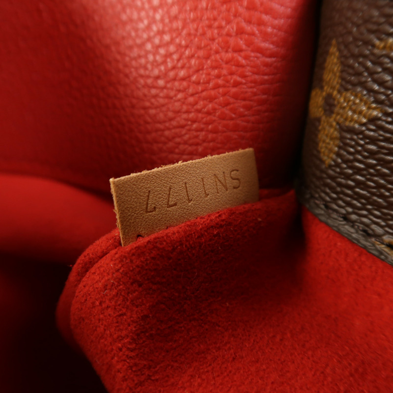 LOUIS VUITTON Monogram Pallas金扣手挽肩背兩用袋棕色/紅色-8