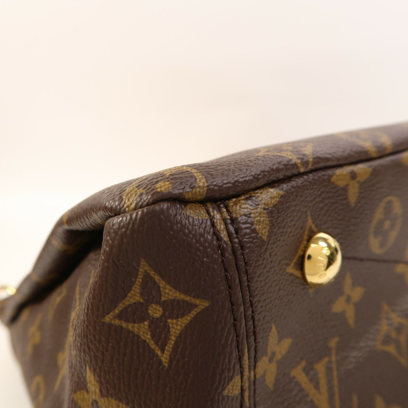 LOUIS VUITTON Monogram Pallas金扣手挽肩背兩用袋棕色/紅色-12