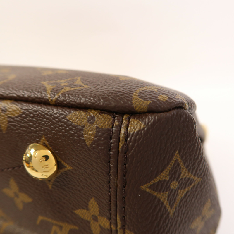 LOUIS VUITTON Monogram Pallas金扣手挽肩背兩用袋棕色/紅色-13