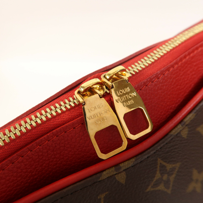 LOUIS VUITTON Monogram Pallas金扣手挽肩背兩用袋棕色/紅色-19