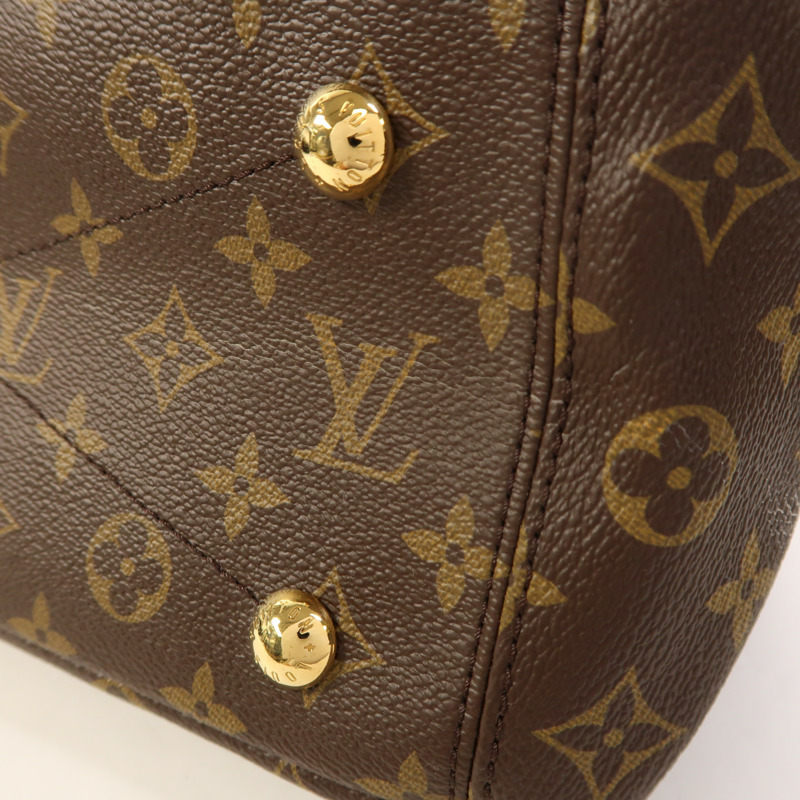 LOUIS VUITTON Monogram Pallas金扣手挽肩背兩用袋棕色/紅色-21