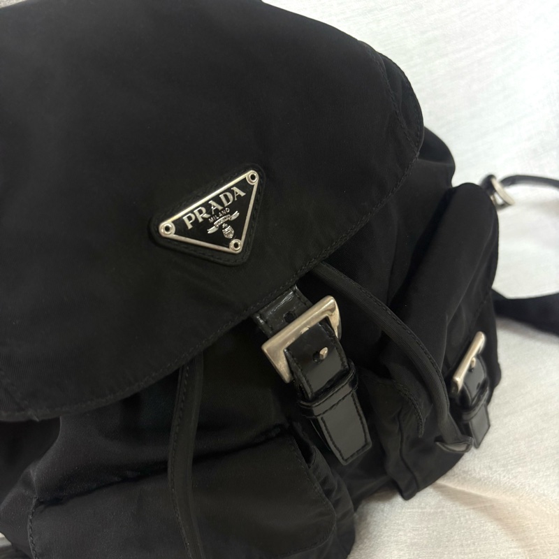 Prada 尼龍多用途 黑色雙肩包 背包-10