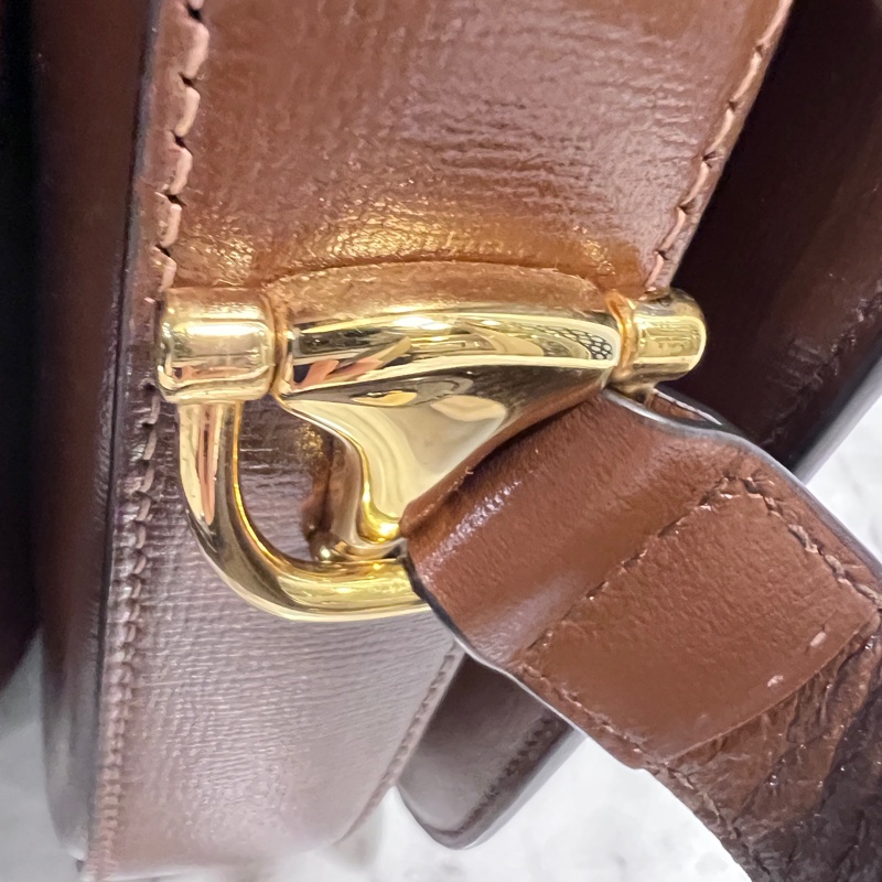Gucci Pvc 咖牛皮金釦1955馬銜下蓋肩斜背包-18