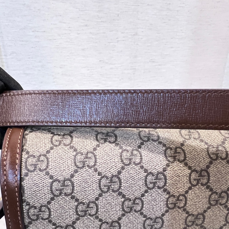 Gucci Pvc 咖牛皮金釦1955馬銜下蓋肩斜背包-20
