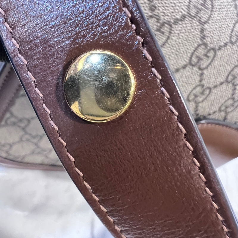 Gucci Pvc 咖牛皮金釦1955馬銜下蓋肩斜背包-24