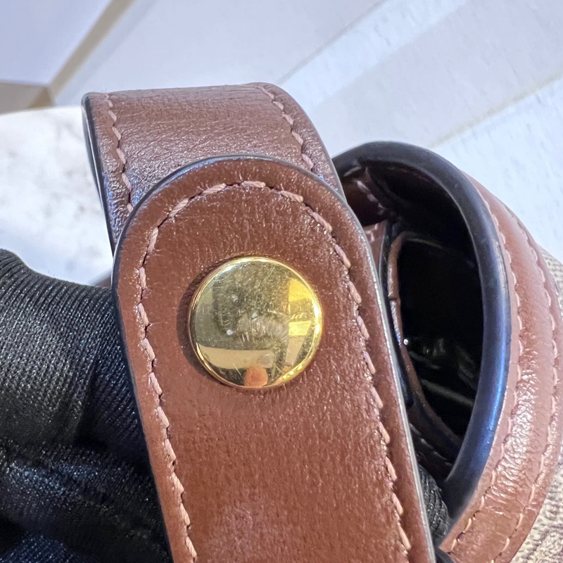 Gucci Pvc 咖牛皮金釦1955馬銜下蓋肩斜背包-25